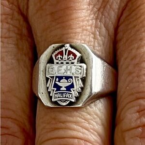 SOLID 925 PURE STERLING SILVER Signet Ring with Blue and Orange Details